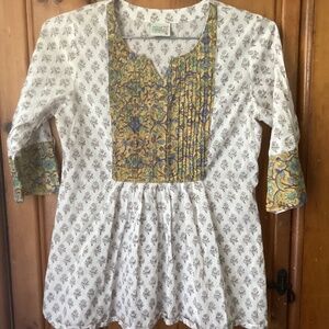 Cute block print shirt medium..Indian summer gulab chand